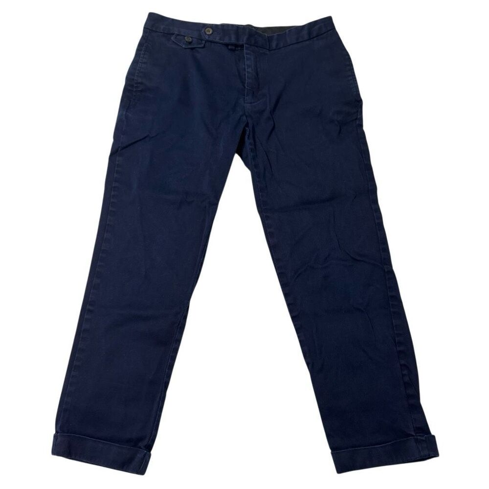 Vintage Ralph Lauren Sport Preppy Y2K Navy Blue Cropped Cuffed Low Rise Pants 6